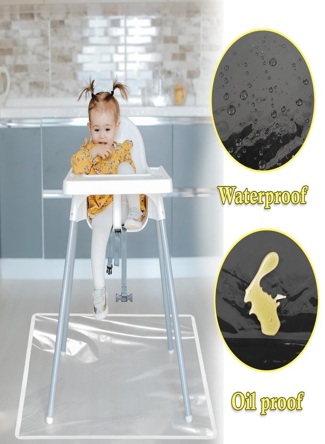 Klmnop 3 Pack Waterproof Splat Mat for High Chair, 50''x50'' Washable Baby Mealtime Splat Mat - Reusable Plastic Under Highchair Floor Protector for Play & Art(Clear) - Image 3